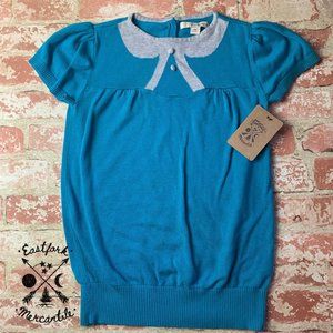 TWENTY ONE Button Back Collar Print Knit Top M